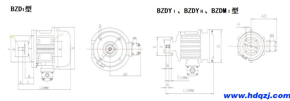 BZDⅠ、BZDYⅠ、BZDYⅡ、BZDMⅠ隔爆型錐形轉(zhuǎn)子三相異步電動(dòng)機(jī)外形尺寸圖.jpg
